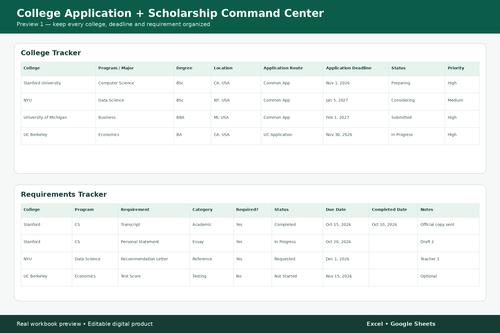 Preview 1 – College Tracker and Requirements Tracker