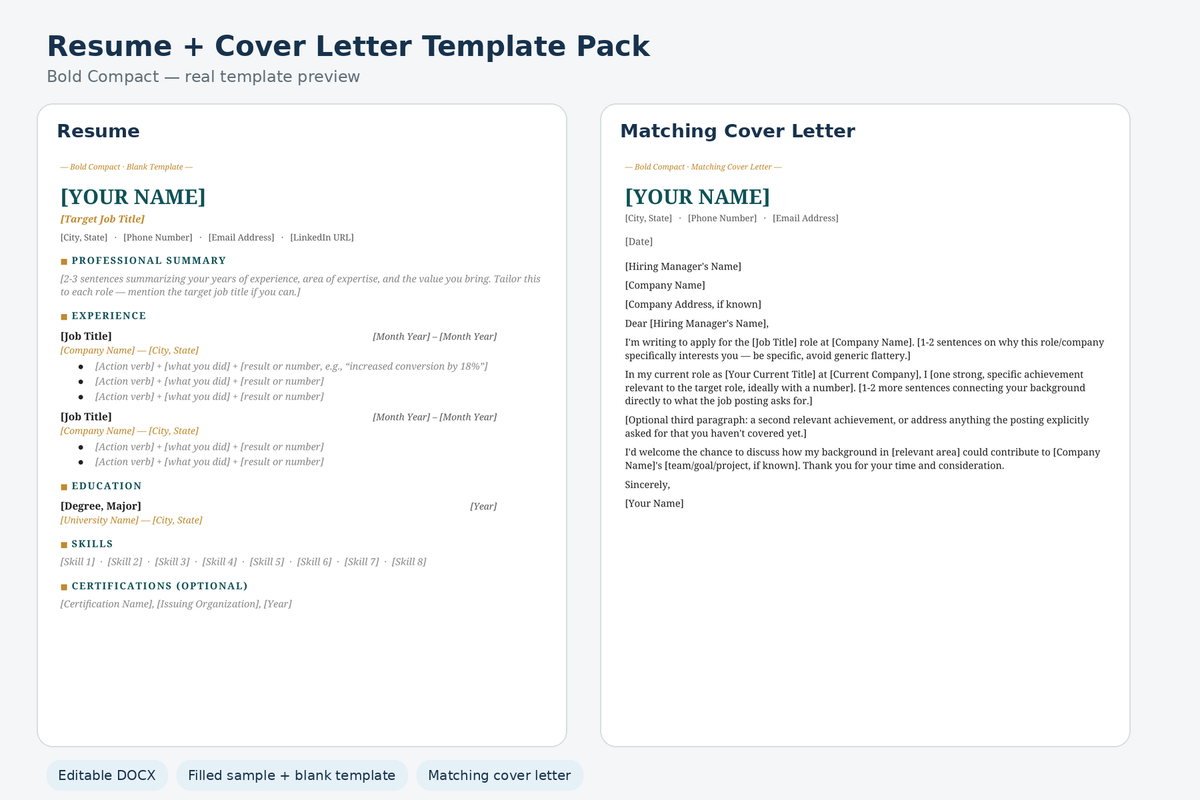 Resume & Cover Letter Template Pack (Free)