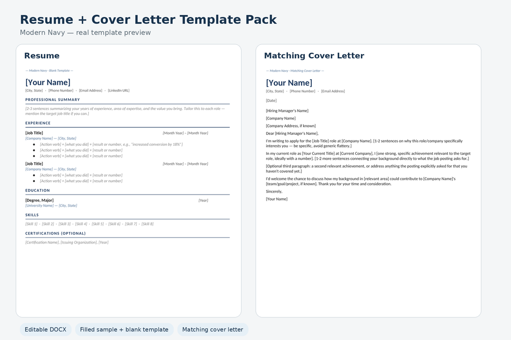 Resume & Cover Letter Template Pack (Free)