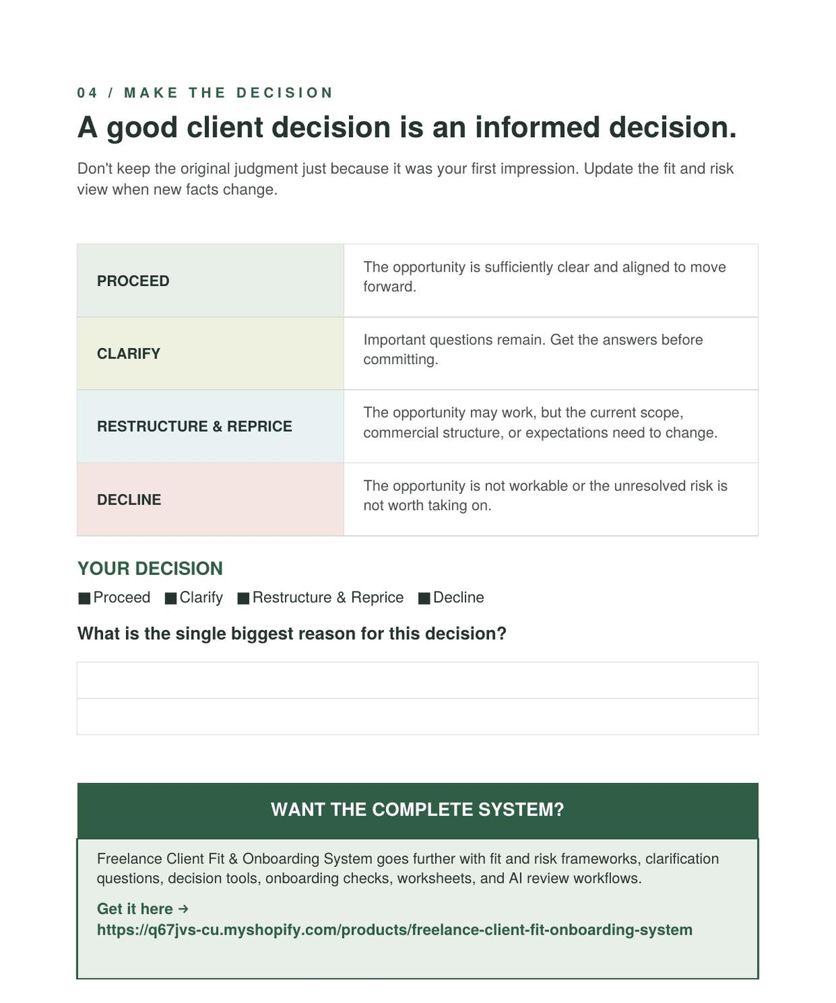 Freelance Client Fit Checklist
